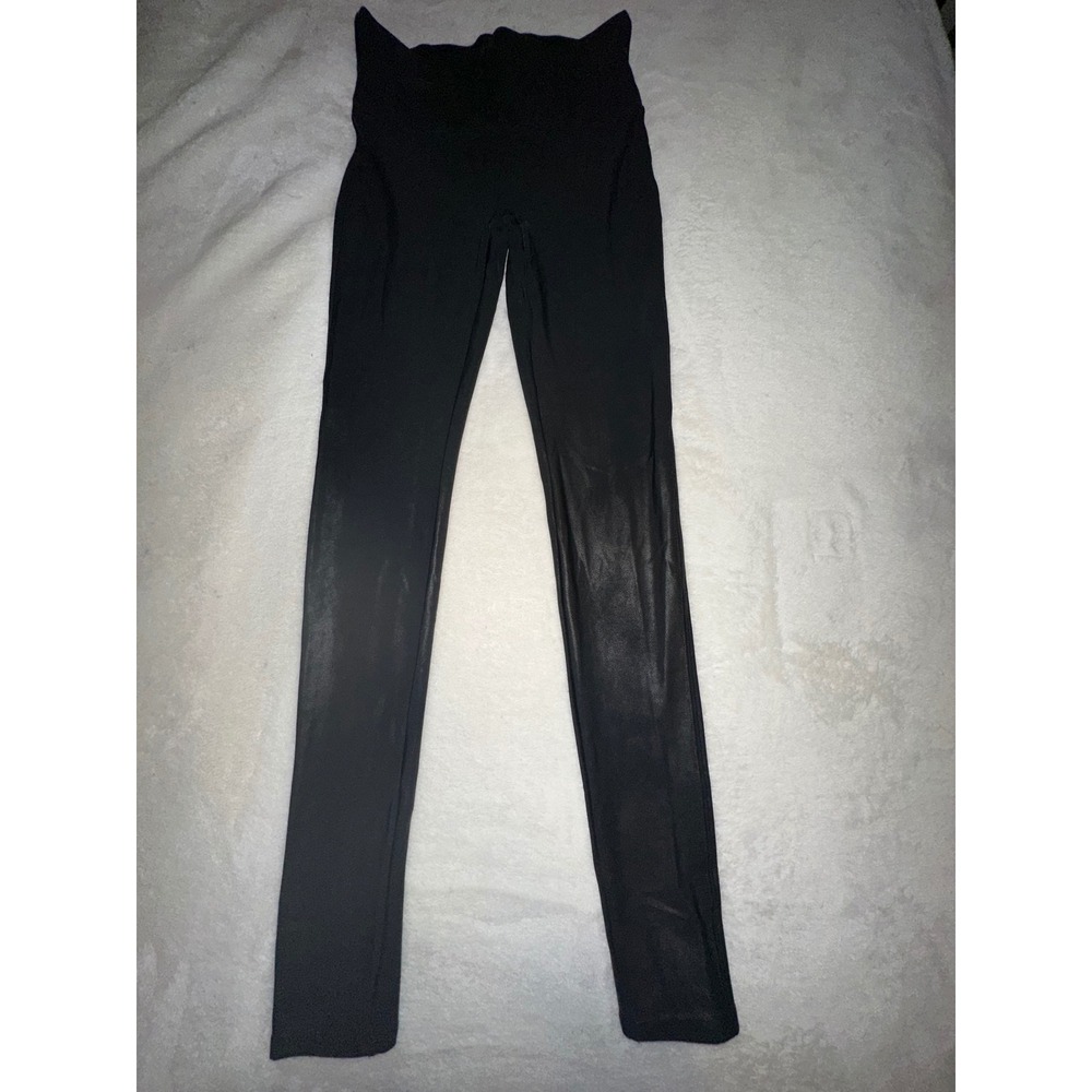 SPANX Faux‎ Leather Leggings Black Size Small S Smoothing High Waist